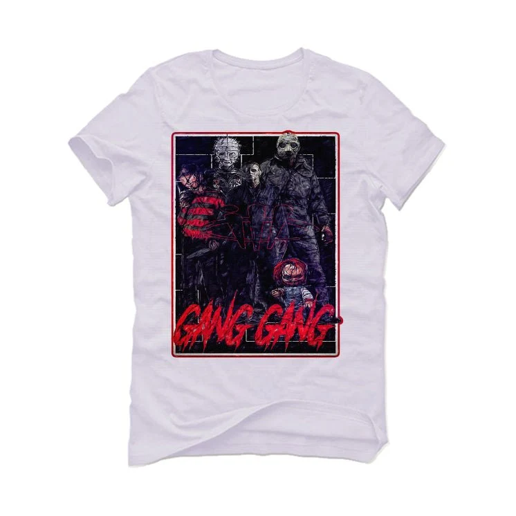 Air Jordan 4 Red Cement - White T-Shirt (GANG GANG) - Image 2