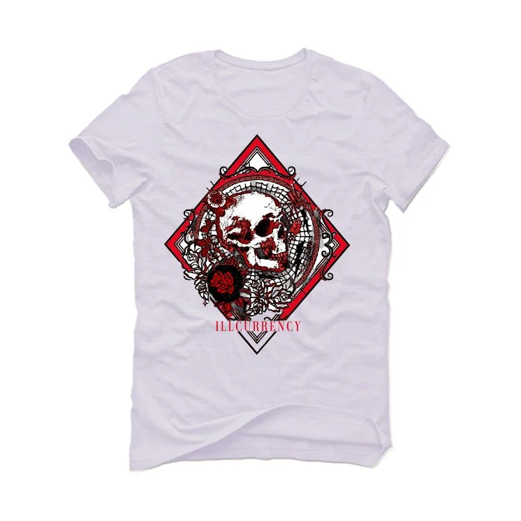 Air Jordan 4 Red Cement - White T-Shirt (Illcurrency skull) - Image 2
