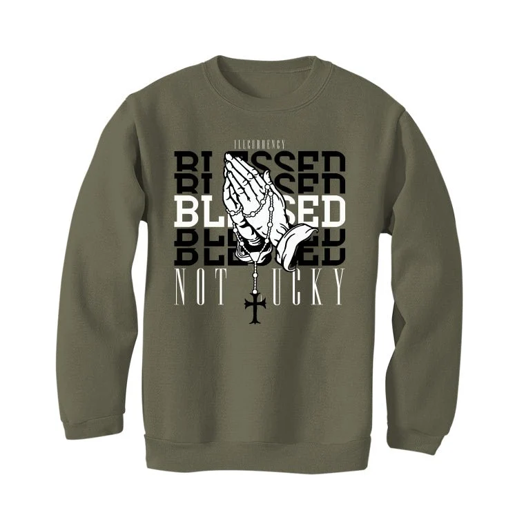 Air Jordan 4 SE Craft “Olive” | illcurrency Military Green T-Shirt (Blessed not lucky) - Image 4