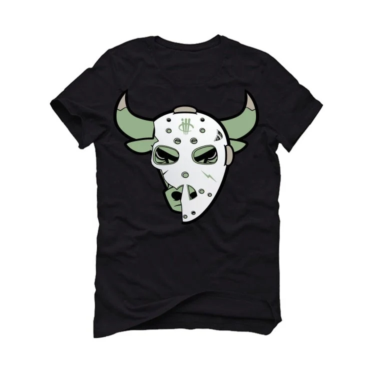 Air Jordan 4 Seafoam aka “Oil Green” - Black T-Shirt (Jason Mask) - Image 2