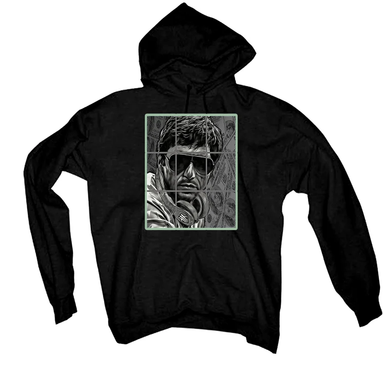 Air Jordan 4 Seafoam aka “Oil Green” - Black T-Shirt (PACINO) - Image 3