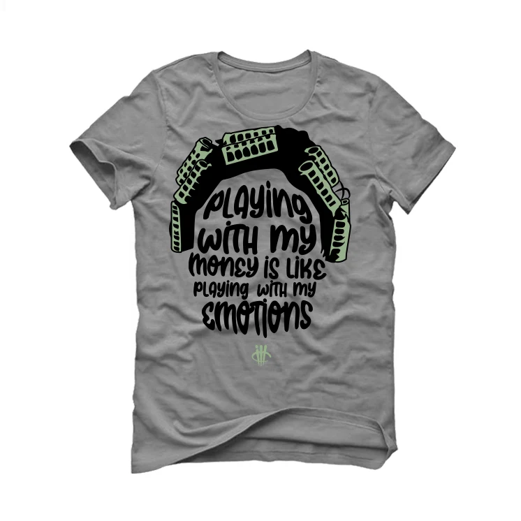 Air Jordan 4 Seafoam aka “Oil Green” - Grey T-Shirt (Big Worm) - Image 2