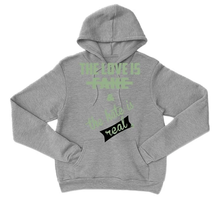 Air Jordan 4 Seafoam aka “Oil Green” - Grey T-Shirt (Love is Fake) - Image 3