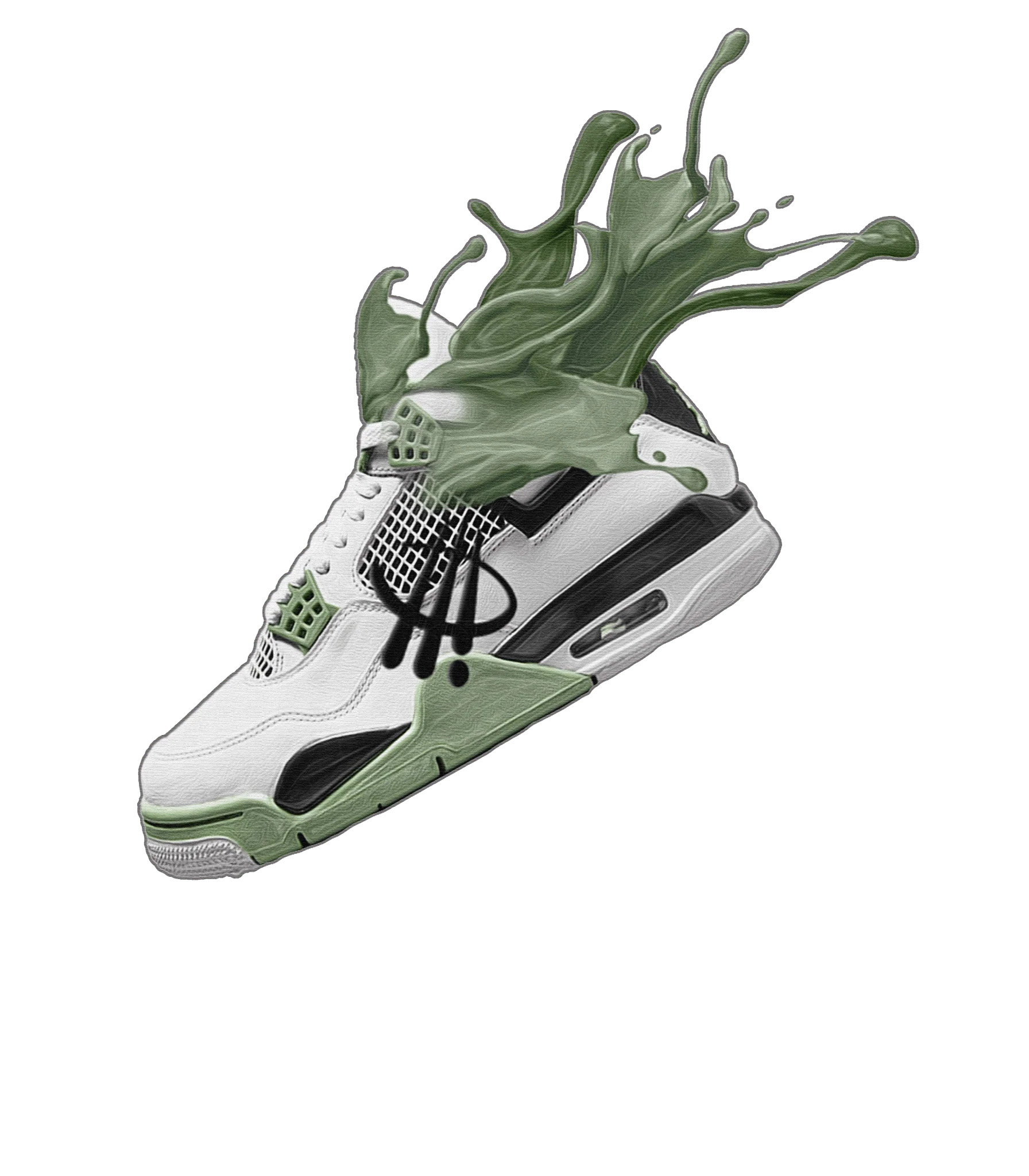 Air Jordan 4 Seafoam aka “Oil Green” - White T-Shirt (SPLASH 4)