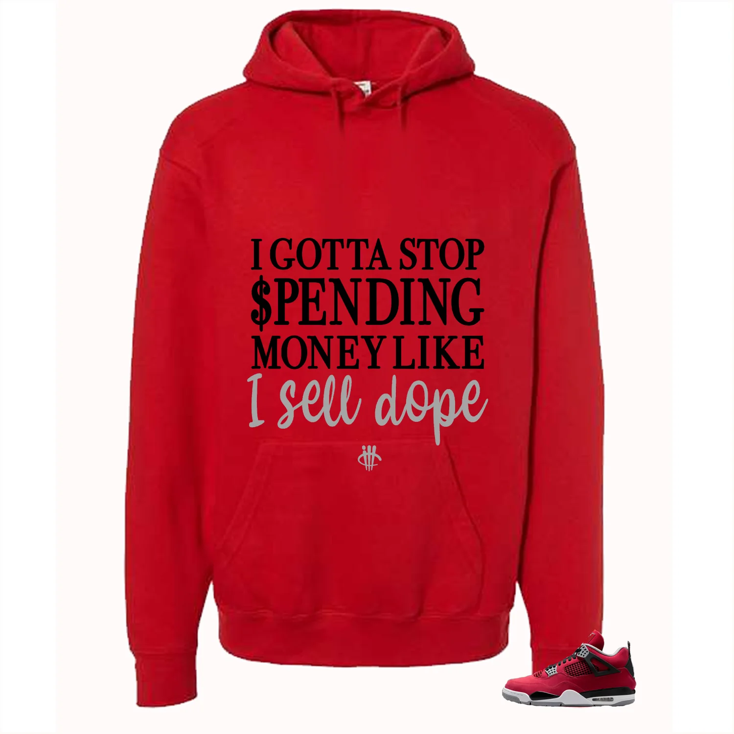 Air Jordan 4 Toro Bravo Matching T-Shirt, Sweatshirts, & Hoodies Red T-Shirt (I Gotts Stop Spending Money)| illcurrency - Image 3