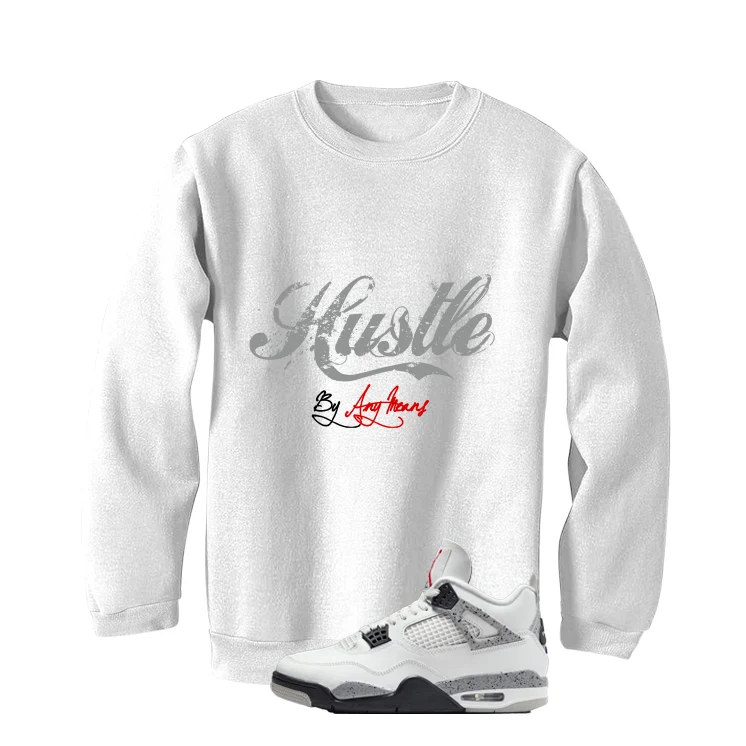 Air Jordan 4 White Cement White T-Shirt (Hustle By Any Means)| illcurrency - Image 4