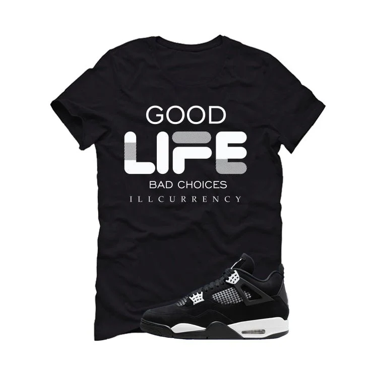 Air Jordan 4 White Thunder Black T-Shirt (Bad Choices)| illcurrency - Image 2