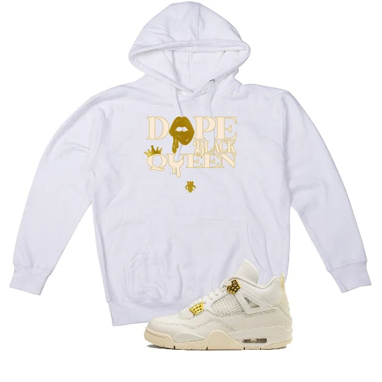 Air Jordan 4 WMNS “Metallic Gold” | illcurrency White T-Shirt (Dope Black Queen) - Image 3