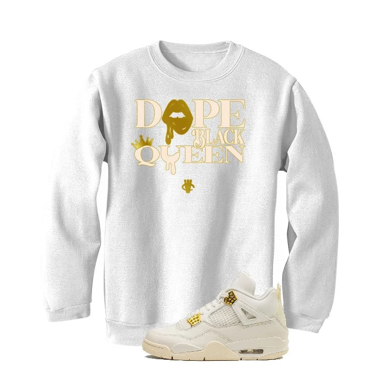 Air Jordan 4 WMNS “Metallic Gold” | illcurrency White T-Shirt (Dope Black Queen) - Image 4