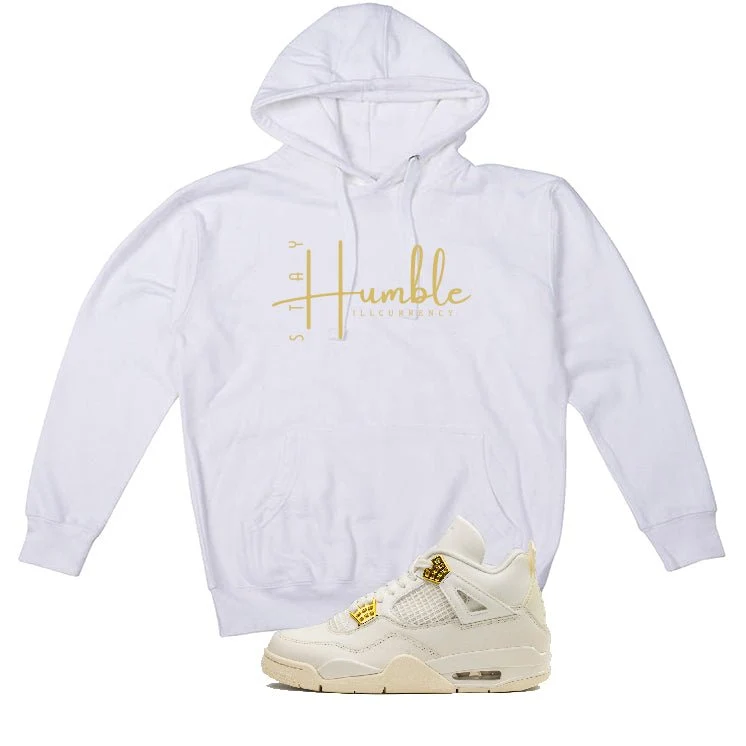 Air Jordan 4 WMNS “Metallic Gold” | illcurrency White T-Shirt (Stay Humble) - Image 3