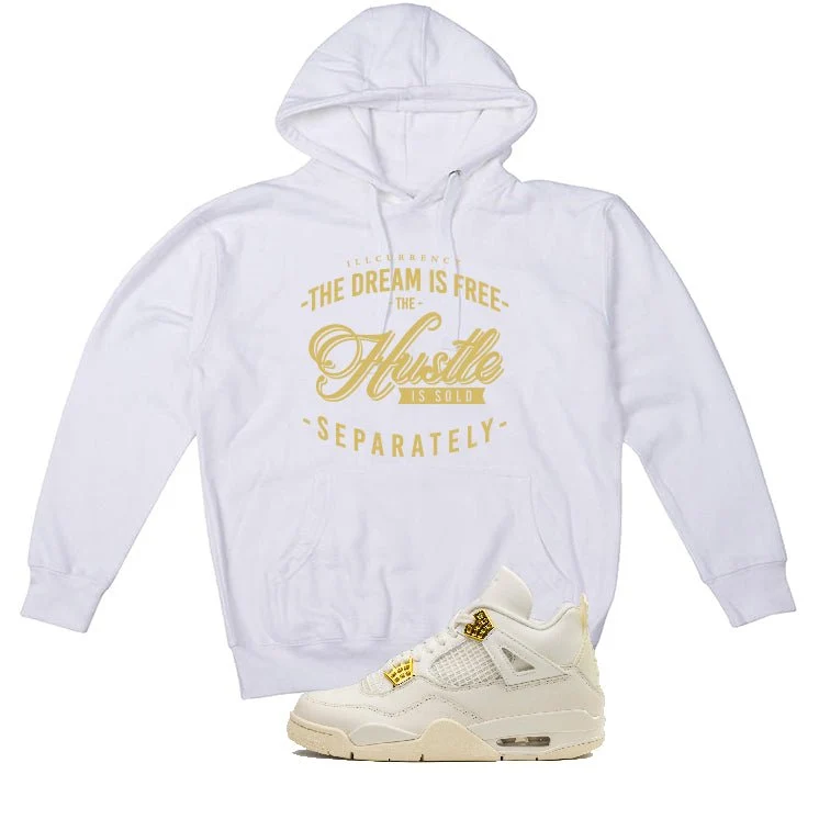 Air Jordan 4 WMNS “Metallic Gold” | illcurrency White T-Shirt (The dream is free) - Image 3