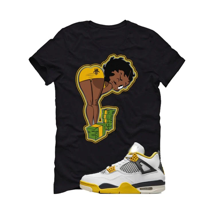 Air Jordan 4 WNNS “Vivid Sulfur” | illcurrency Black T-Shirt (BOO) - Image 2