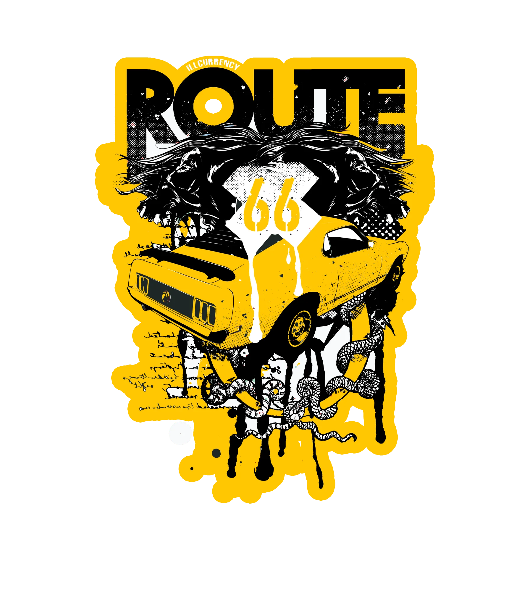 Air Jordan 4 WNNS “Vivid Sulfur” | illcurrency Black T-Shirt (Route 66 Vintage car)