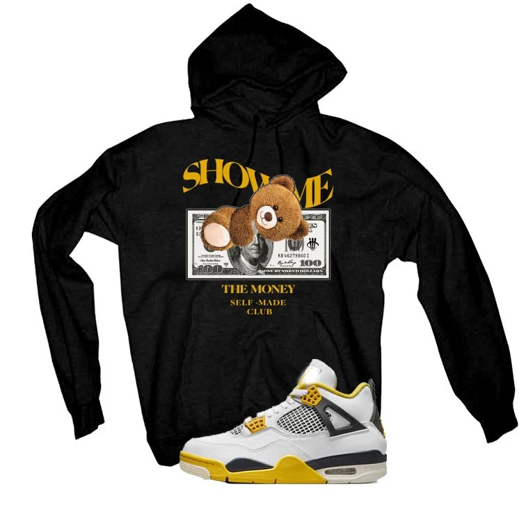 Air Jordan 4 WNNS “Vivid Sulfur” | illcurrency Black T-Shirt (SHOW ME) - Image 2