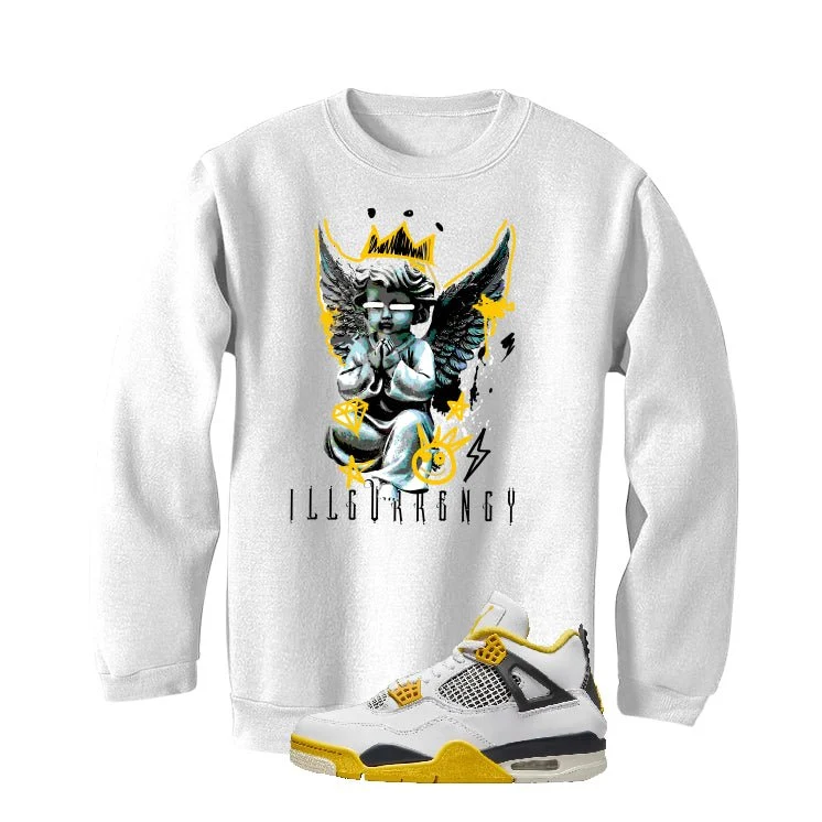 Air Jordan 4 WNNS “Vivid Sulfur” | illcurrency White T-Shirt (Graffiti Angel) - Image 4