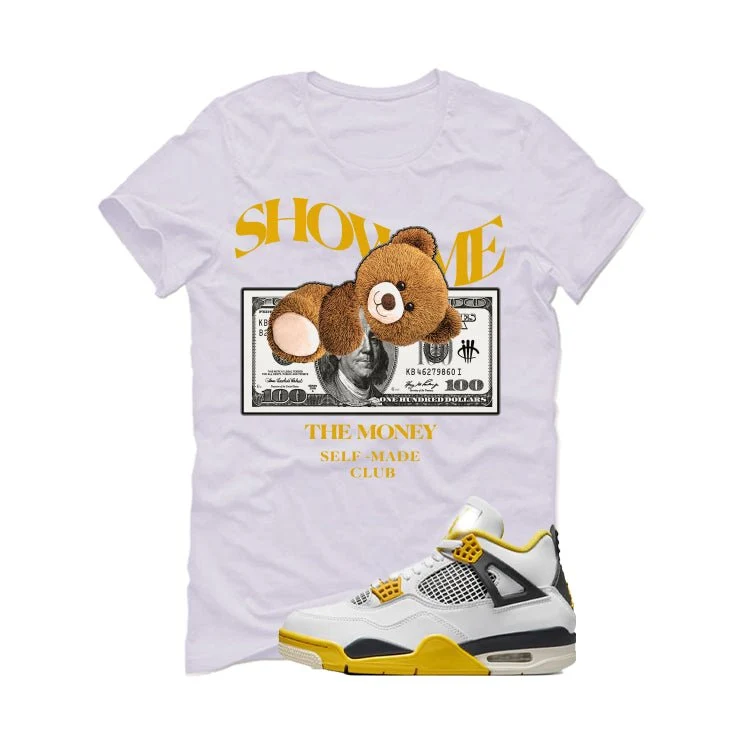 Air Jordan 4 WNNS “Vivid Sulfur” | illcurrency White T-Shirt (SHOW ME) - Image 2