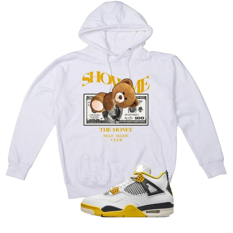 Air Jordan 4 WNNS “Vivid Sulfur” | illcurrency White T-Shirt (SHOW ME) - Image 3