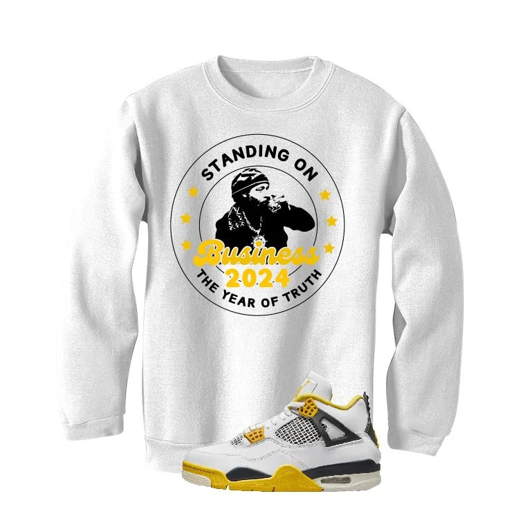 Air Jordan 4 WNNS “Vivid Sulfur” | illcurrency White T-Shirt (STANDING ON BUSINESS) - Image 4