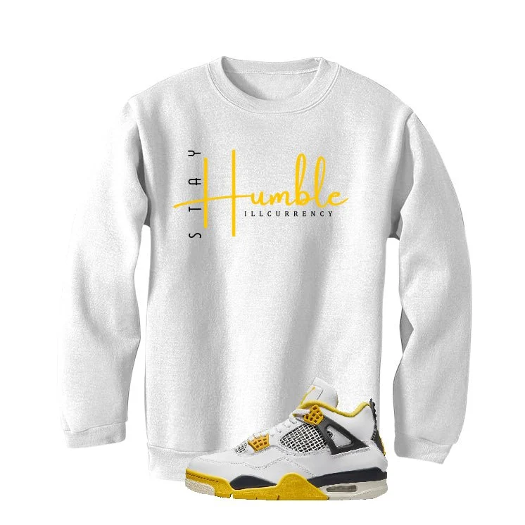 Air Jordan 4 WNNS “Vivid Sulfur” | illcurrency White T-Shirt (Stay Humble) - Image 4