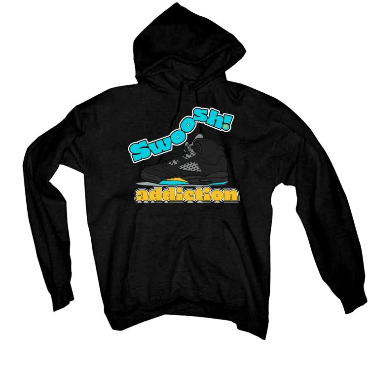 Air Jordan 5 Aqua - Black T-Shirt (SHOOSH IM ADDICTED) - Image 3