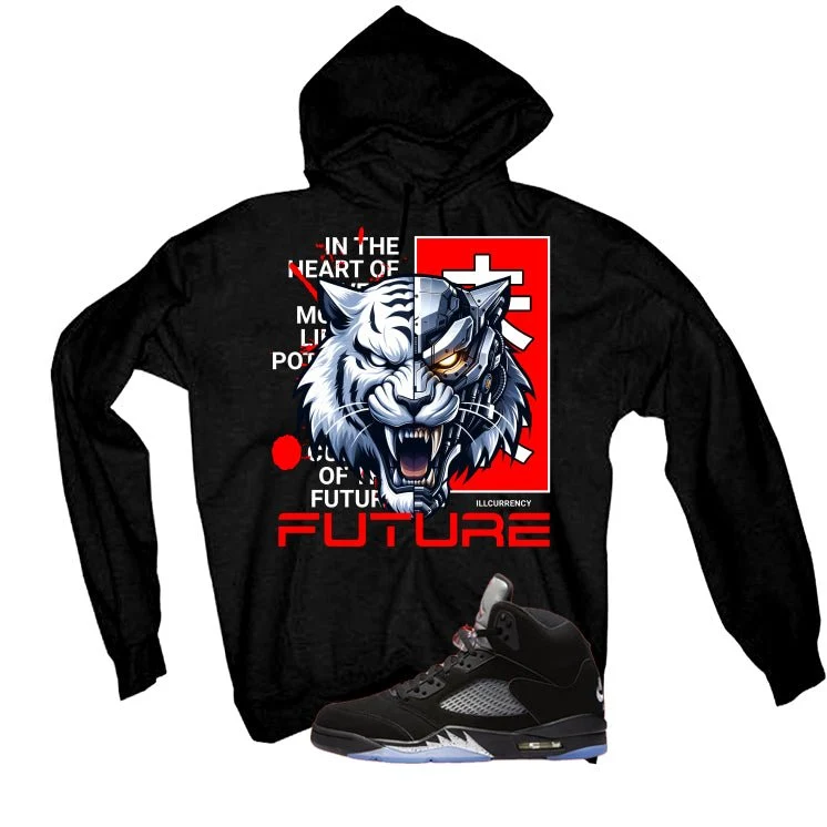 Air Jordan 5 Black Metallic Reimagined Black T-Shirt (Future)| illcurrency - Image 3