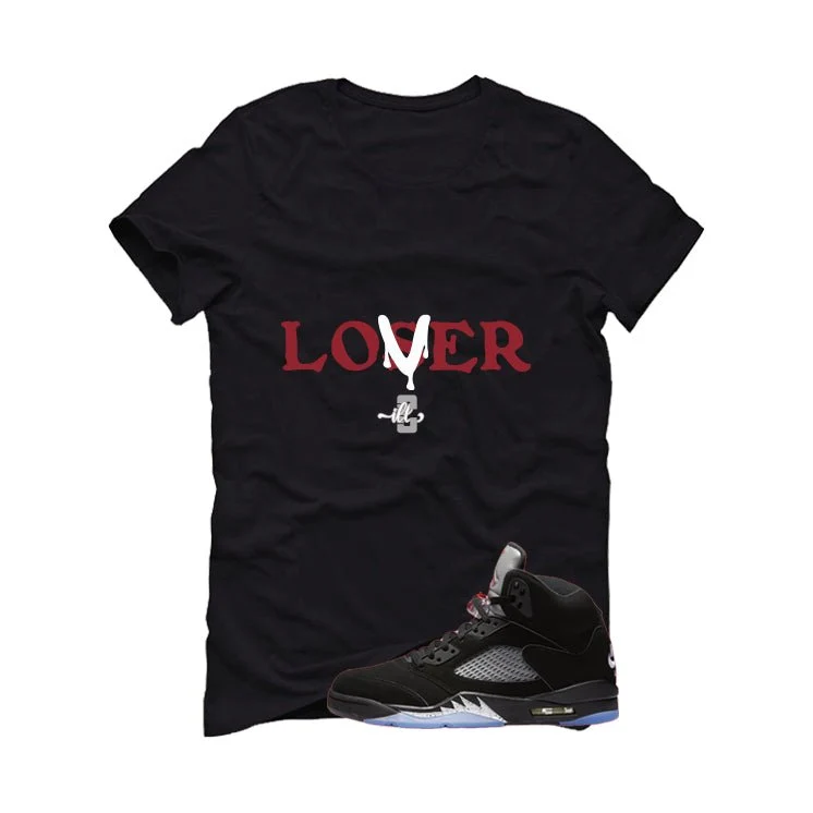 Air Jordan 5 Black Metallic Reimagined Black T-Shirt (Loser)| illcurrency - Image 2