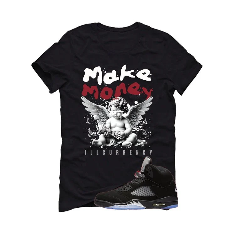 Air Jordan 5 Black Metallic Reimagined Black T-Shirt (Make Money)| illcurrency - Image 2
