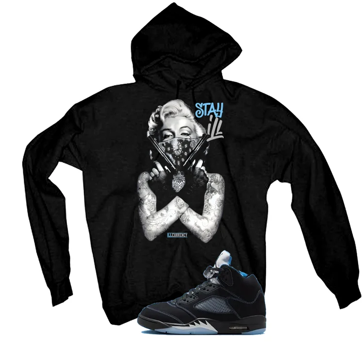 Air Jordan 5 Black/University Blue Matching T-Shirt Black T-Shirt (Marilyn Monroe stay ill)| illcurrency - Image 3