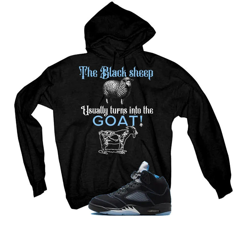 Air Jordan 5 Black/University Blue Matching T-Shirt Black T-Shirt (the black sheep usually turns into the GOAT!)| illcurrency - Image 3