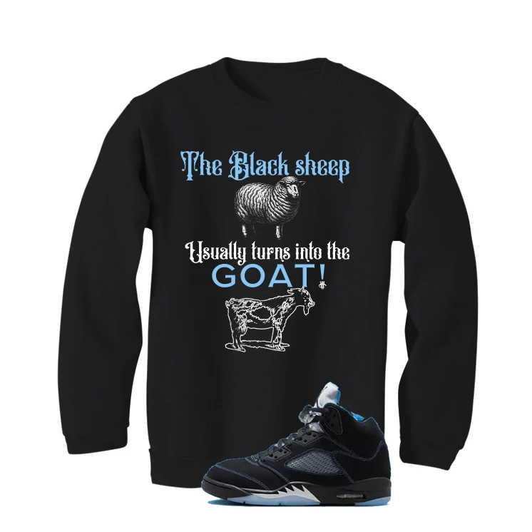 Air Jordan 5 Black/University Blue Matching T-Shirt Black T-Shirt (the black sheep usually turns into the GOAT!)| illcurrency - Image 4