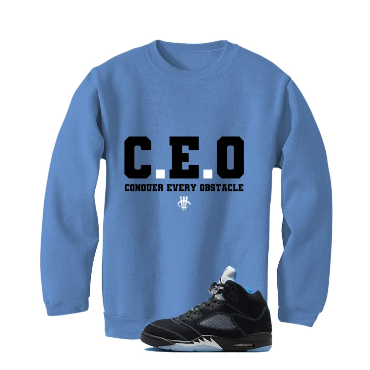 Air Jordan 5 Black/University Blue Matching T-Shirt Carolina Blue T-Shirt (Ceo)| illcurrency - Image 4