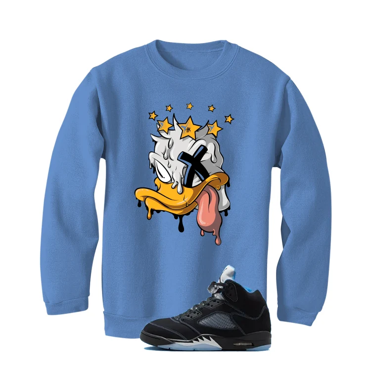Air Jordan 5 Black/University Blue Matching T-Shirt Carolina Blue T-Shirt (Ducked)| illcurrency - Image 4