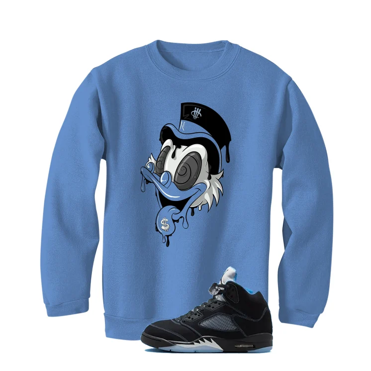 Air Jordan 5 Black/University Blue Matching T-Shirt Carolina Blue T-Shirt (Money Duck)| illcurrency - Image 4