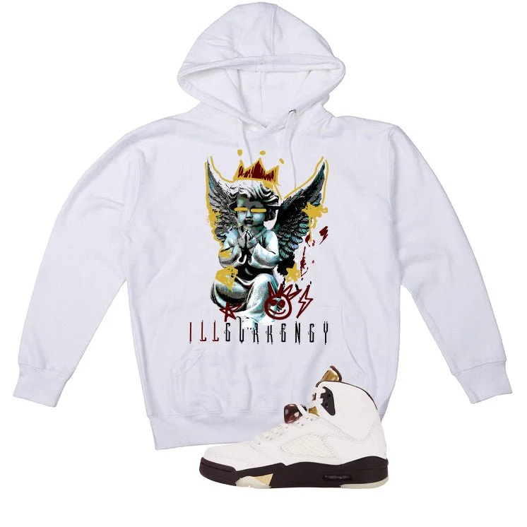 Air Jordan 5 Earth/Metallic Gold White T-Shirt (Graffiti Angel)| illcurrency - Image 3