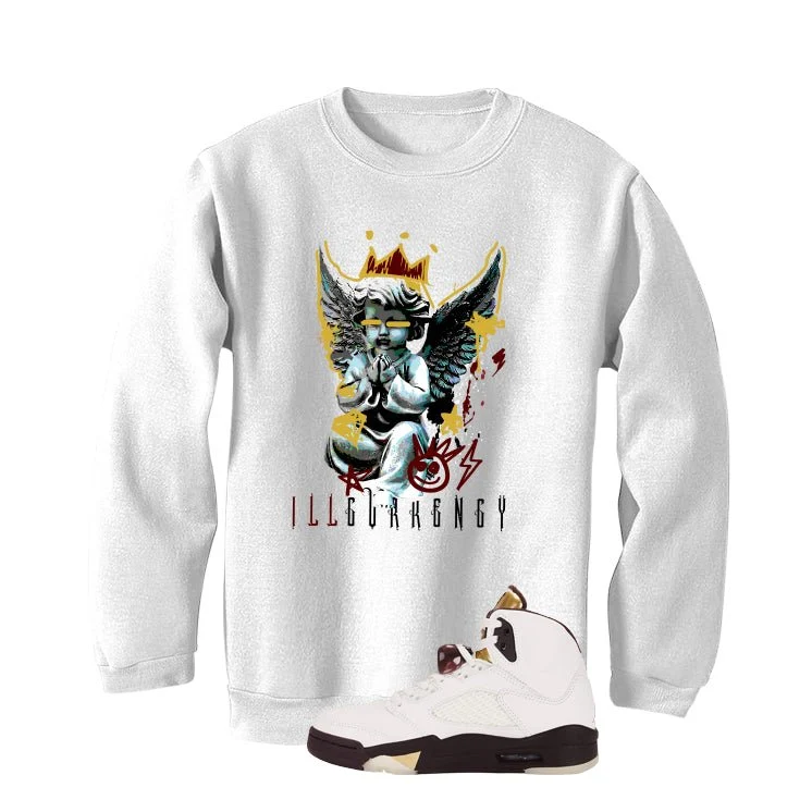Air Jordan 5 Earth/Metallic Gold White T-Shirt (Graffiti Angel)| illcurrency - Image 4