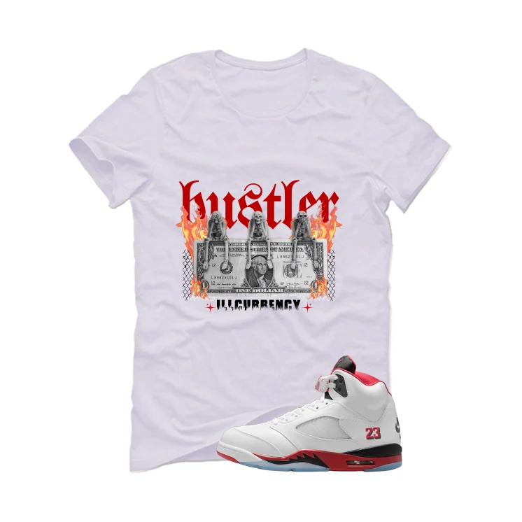 Air Jordan 5 Fire Red Black Tongue White T-Shirt (See No Evil Hustler)| illcurrency - Image 2