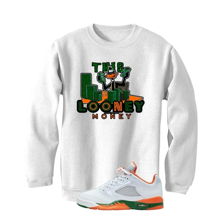 Air Jordan 5 GS Miami Hurricanes White T-Shirt (Looney Money)| illcurrency - Image 4