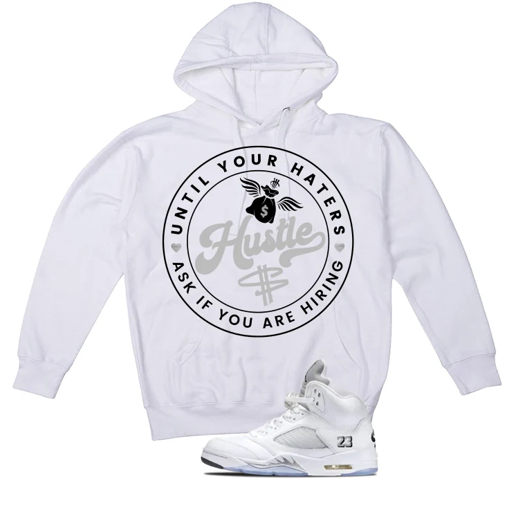 Air Jordan 5 OG White Metallic Matching T-Shirt, Sweatshirts & Hoodies White T-Shirt (Haters Catch Up)| illcurrency - Image 3
