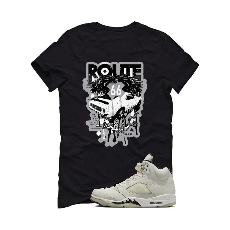 Air Jordan 5 SE “Sail” | illcurrency Black T-Shirt (Route 66 Vintage car) - Image 2