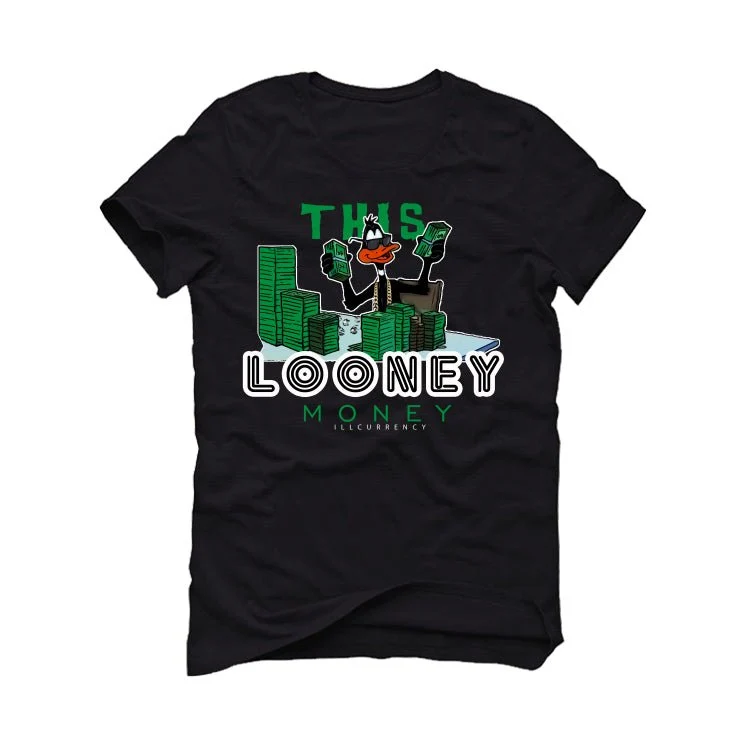 Air Jordan 5 WMNS “Lucky Green” | illcurrency Black T-Shirt (Looney Money) - Image 2