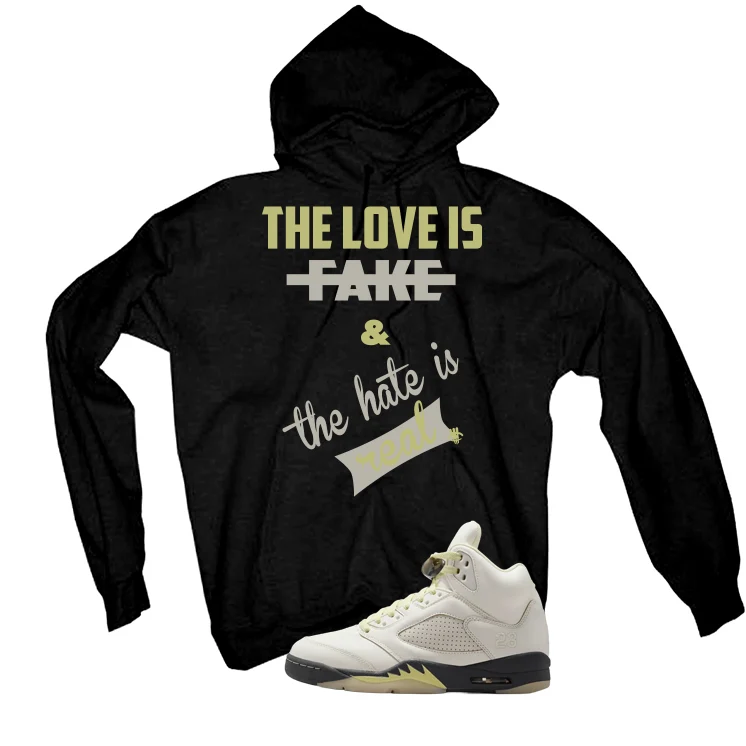 Air Jordan 5 WMNS Luminous Green Black T-Shirt (Love Is Fake)| illcurrency - Image 3
