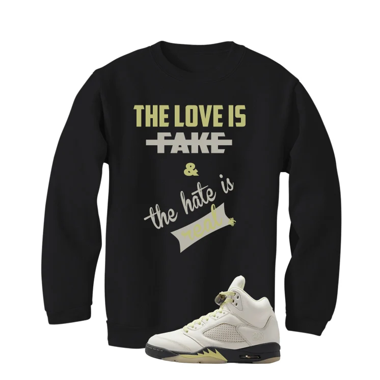 Air Jordan 5 WMNS Luminous Green Black T-Shirt (Love Is Fake)| illcurrency - Image 4