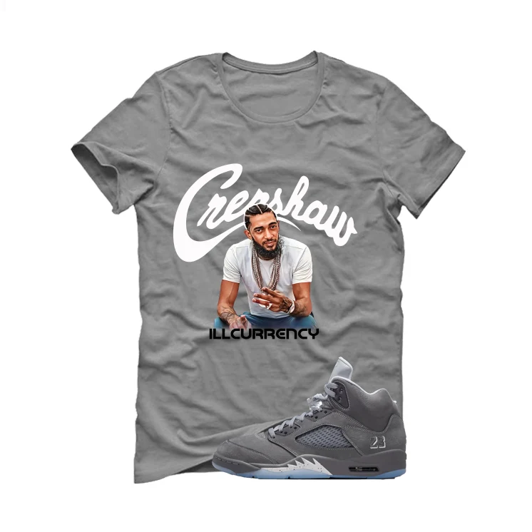Air Jordan 5 Wolf Grey Matching T-Shirt, Sweatshirts & Hoodies Grey T-Shirt (Crenshaw)| illcurrency - Image 2