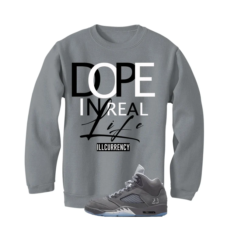 Air Jordan 5 Wolf Grey Matching T-Shirt, Sweatshirts & Hoodies Grey T-Shirt (DOPE)| illcurrency - Image 4