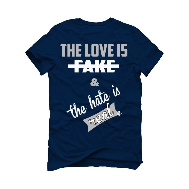 Air Jordan 6 “Midnight Navy” | illCurrency Navy Blue T-Shirt (Love is Fake) - Image 2
