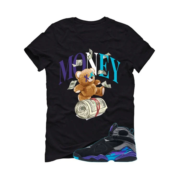 Air Jordan 8 OG Aqua Black T-Shirt (Money Bear Team)| illcurrency - Image 2