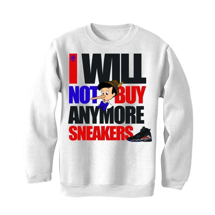 Air Jordan 8 “Playoffs” | illcurrency White T-Shirt (I WILL NO BUY MORE SNEAKERS) - Image 4