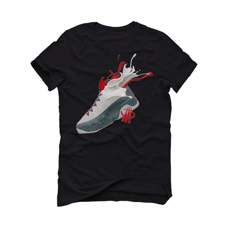 Air Jordan 9 “Fire Red” Black T-Shirt (SPLASH RED) - Image 2