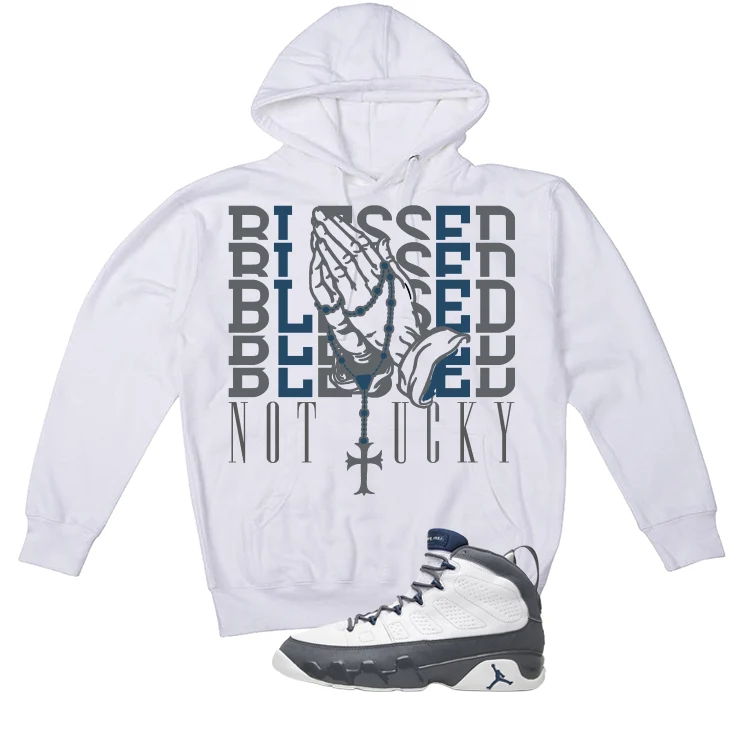 Air Jordan 9 Flint Grey Matching T-Shirt, Sweatshirts & Hoodies White T-Shirt (Blessed not lucky)| illcurrency - Image 3
