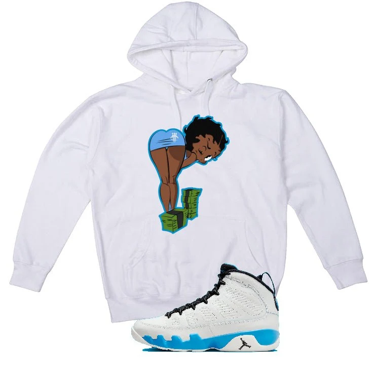 Air Jordan 9 “Powder Blue” | illcurrency White T-Shirt (BOO) - Image 3